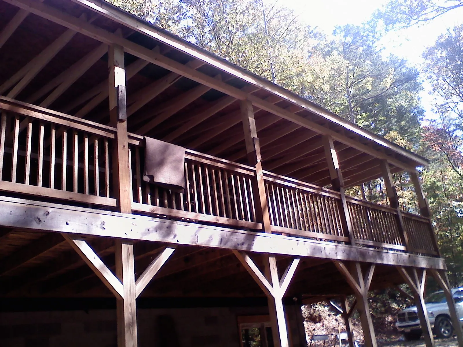 Timber framing under a new elevated porch and deck — Roof Leak Repair in Poynette by Roofing Brothers